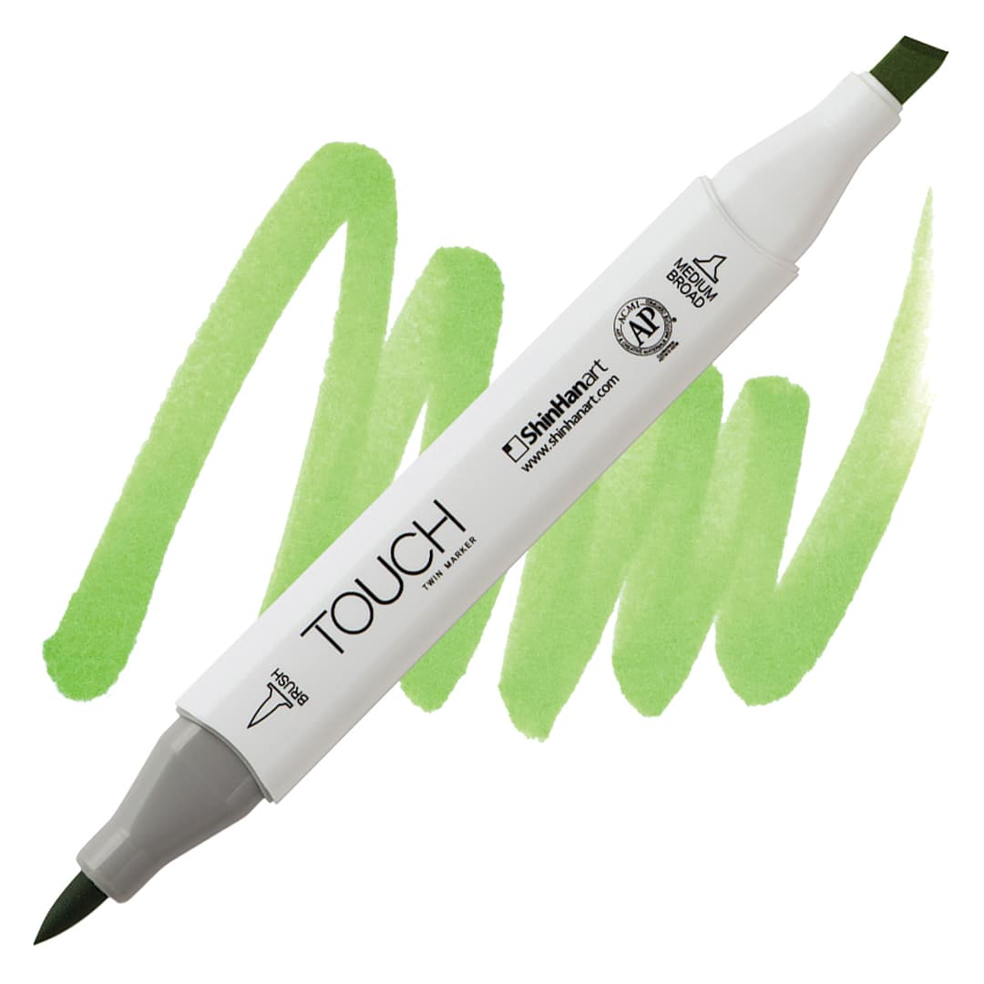 Open in modal - ShinHan Touch Twin Brush Marker - Leaf Green GY234 marker and swatch