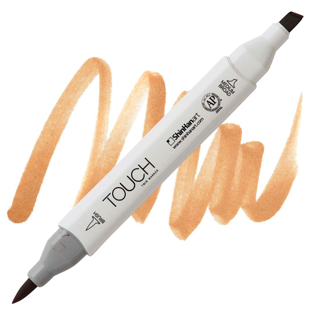 Open in modal - ShinHan Touch Twin Brush Marker - Leather Brown BR112 marker and swatch