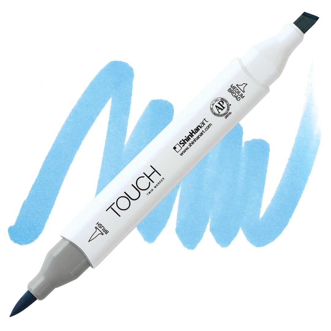 Open in modal - ShinHan Touch Twin Brush Marker - Light Blue PB271 marker and swatch