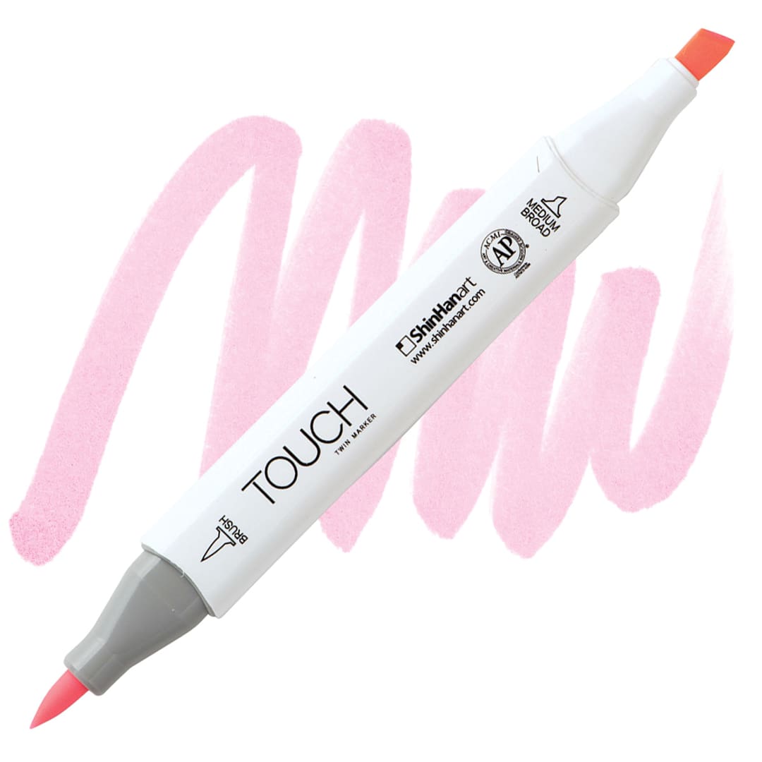 Open in modal - Shinhan Touch Twin Brush Marker - Light Pink RP138 marker and swatch