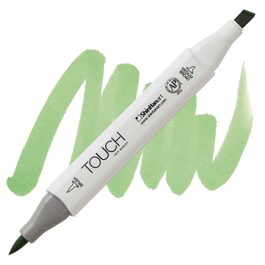 Open in modal - ShinHan Touch Twin Brush Marker - Lime Green GY175 marker and swatch