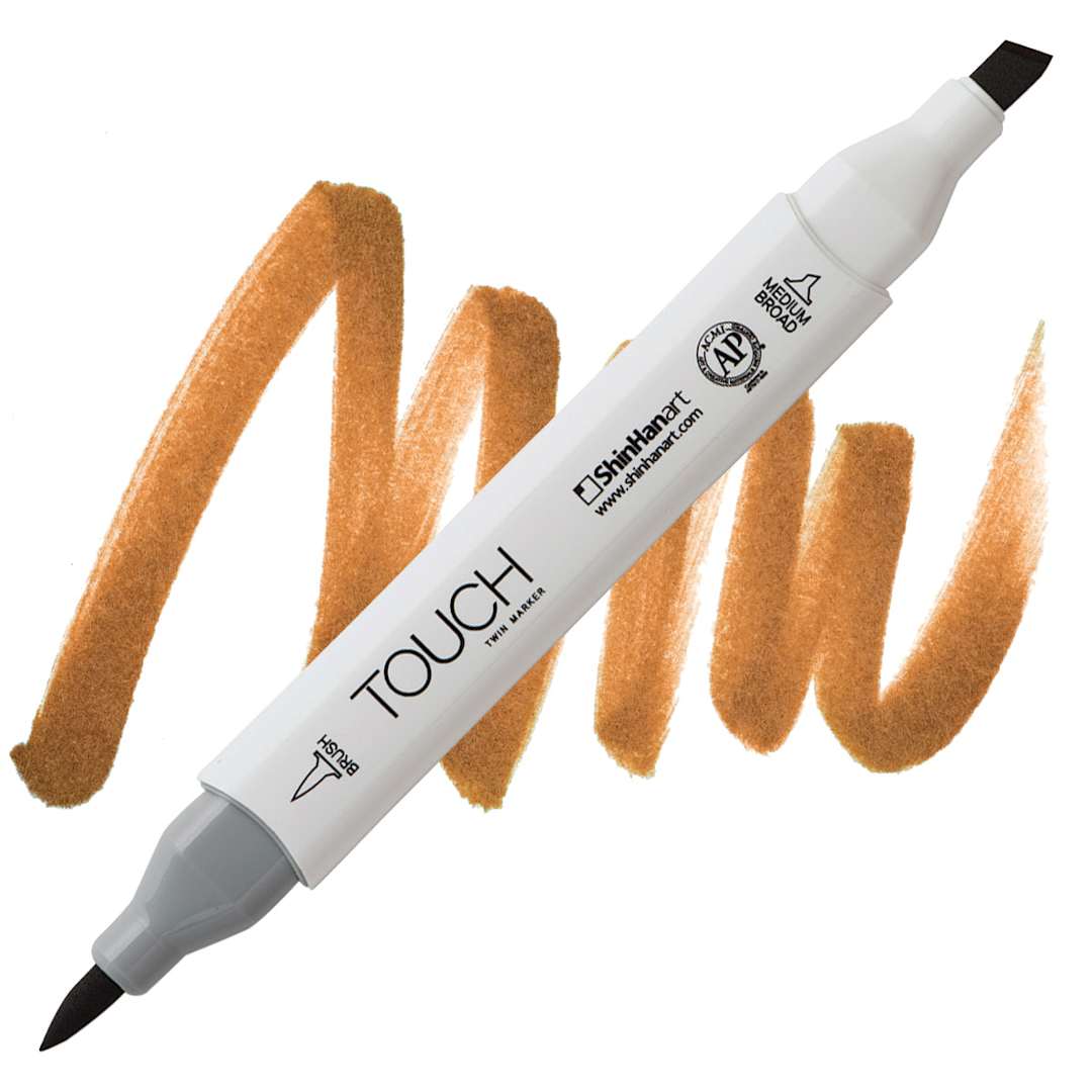Open in modal - ShinHan Touch Twin Brush Marker - Mahogany BR96 marker and swatch