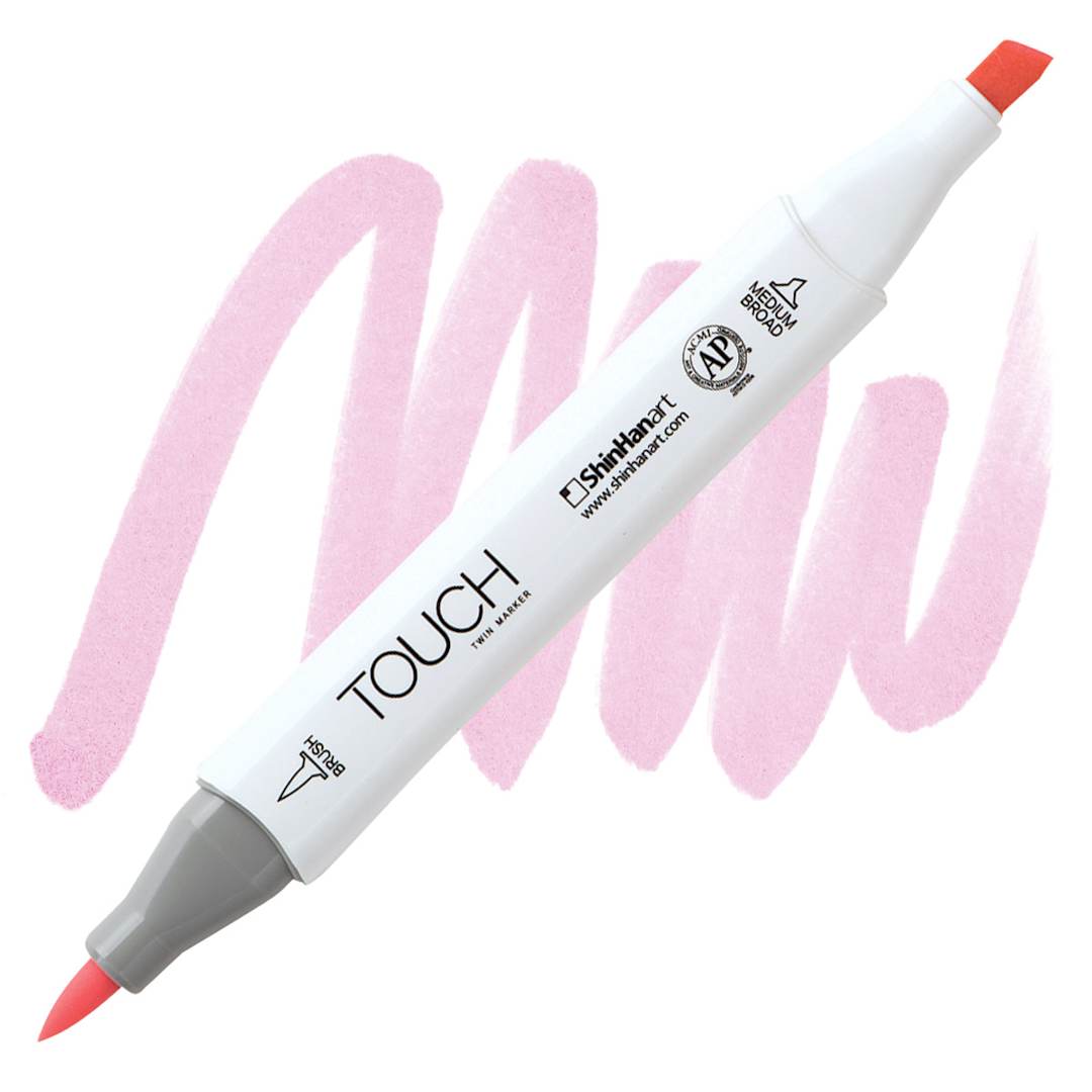 Open in modal - ShinHan Touch Twin Brush Marker - Medium Pink RP137 marker and swatch