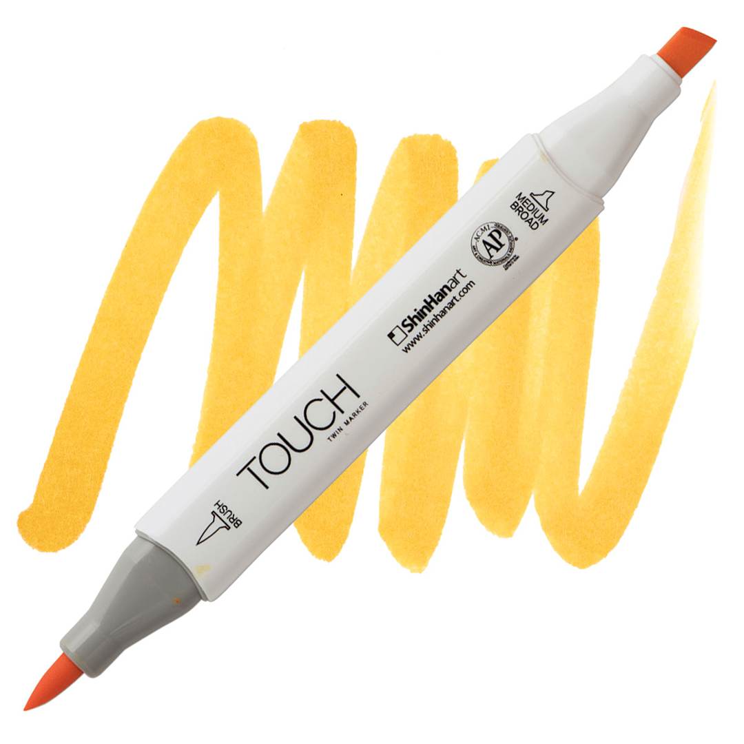 Open in modal - ShinHan Touch Twin Brush Marker - Melon Yellow YR33 marker and swatch