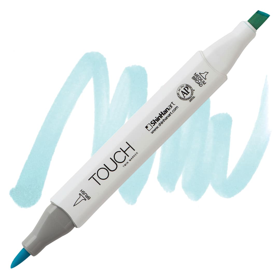 Open in modal - ShinHan Touch Twin Brush Marker - Mint Blue B143 marker and swatch