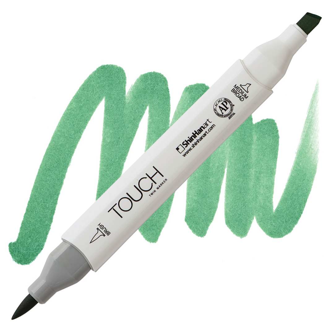 Open in modal - ShinHan Touch Twin Brush Marker - Mint Green Light marker and swatch