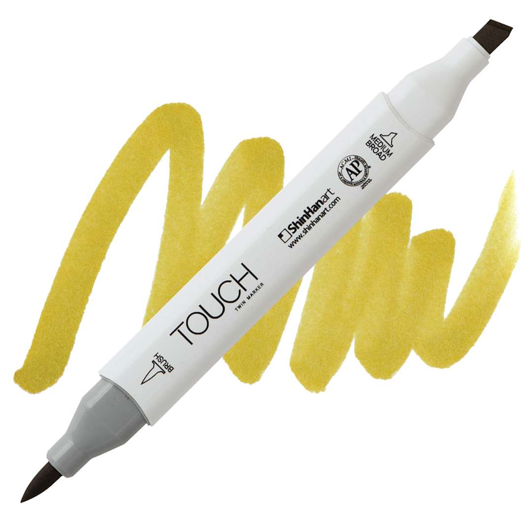 Open in modal - ShinHan Touch Twin Brush Marker - Olive Green Y41 marker and swatch