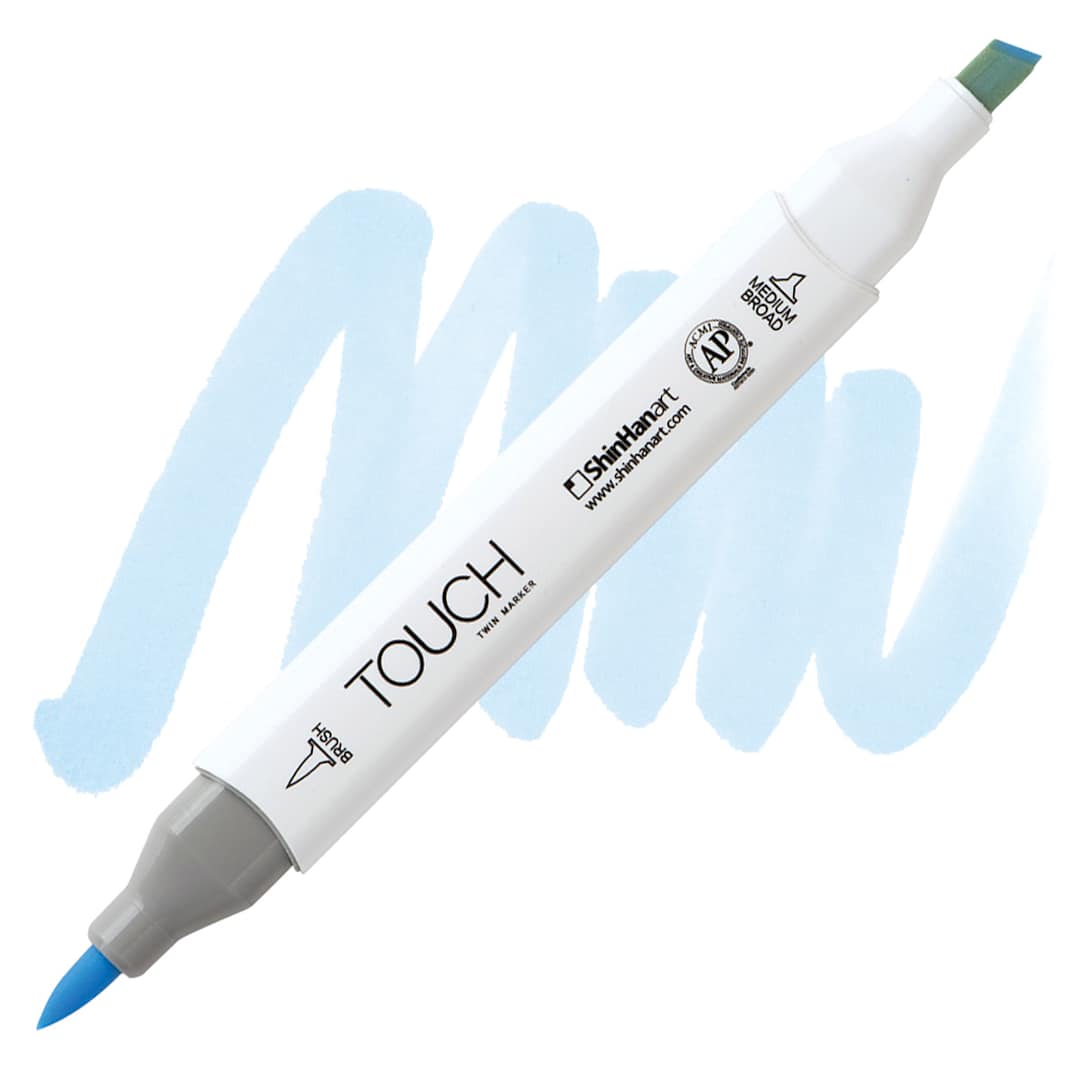 Open in modal - Shinhan Touch Twin Brush Marker - Pale Baby Blue marker and swatch