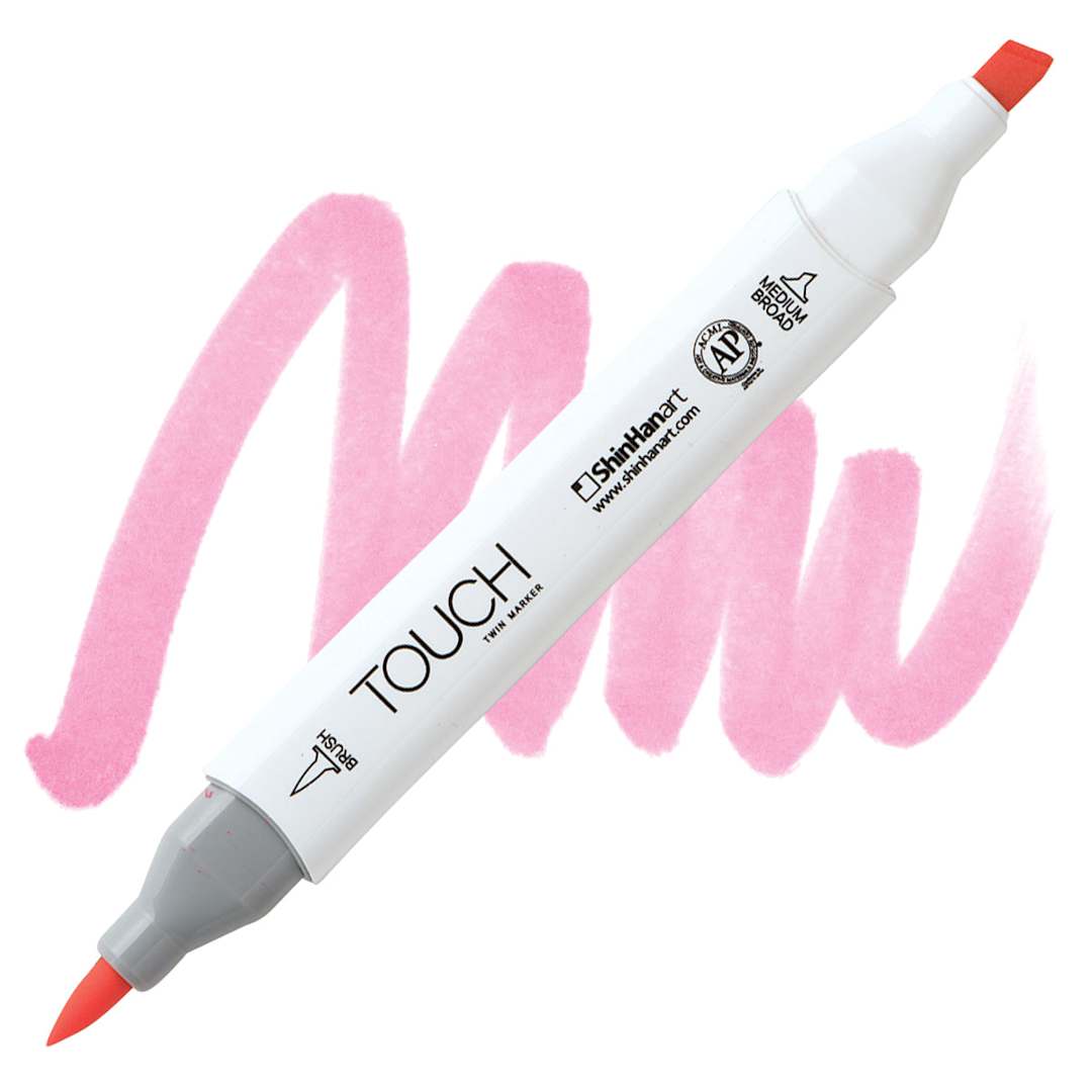 Open in modal - ShinHan Touch Twin Brush Marker - Pale Pink RP9 marker and swatch