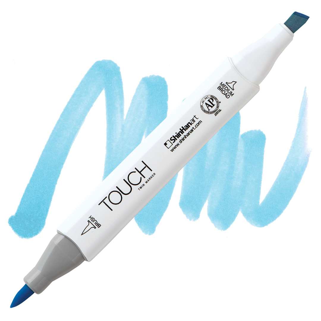 Open in modal - ShinHan Touch Twin Brush Marker - Pastel Blue B67 marker and swatch
