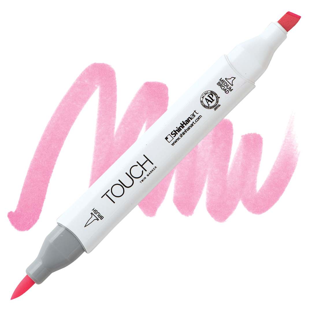 Open in modal - ShinHan Touch Twin Brush Marker - Pastel Pink RP17 marker and swatch