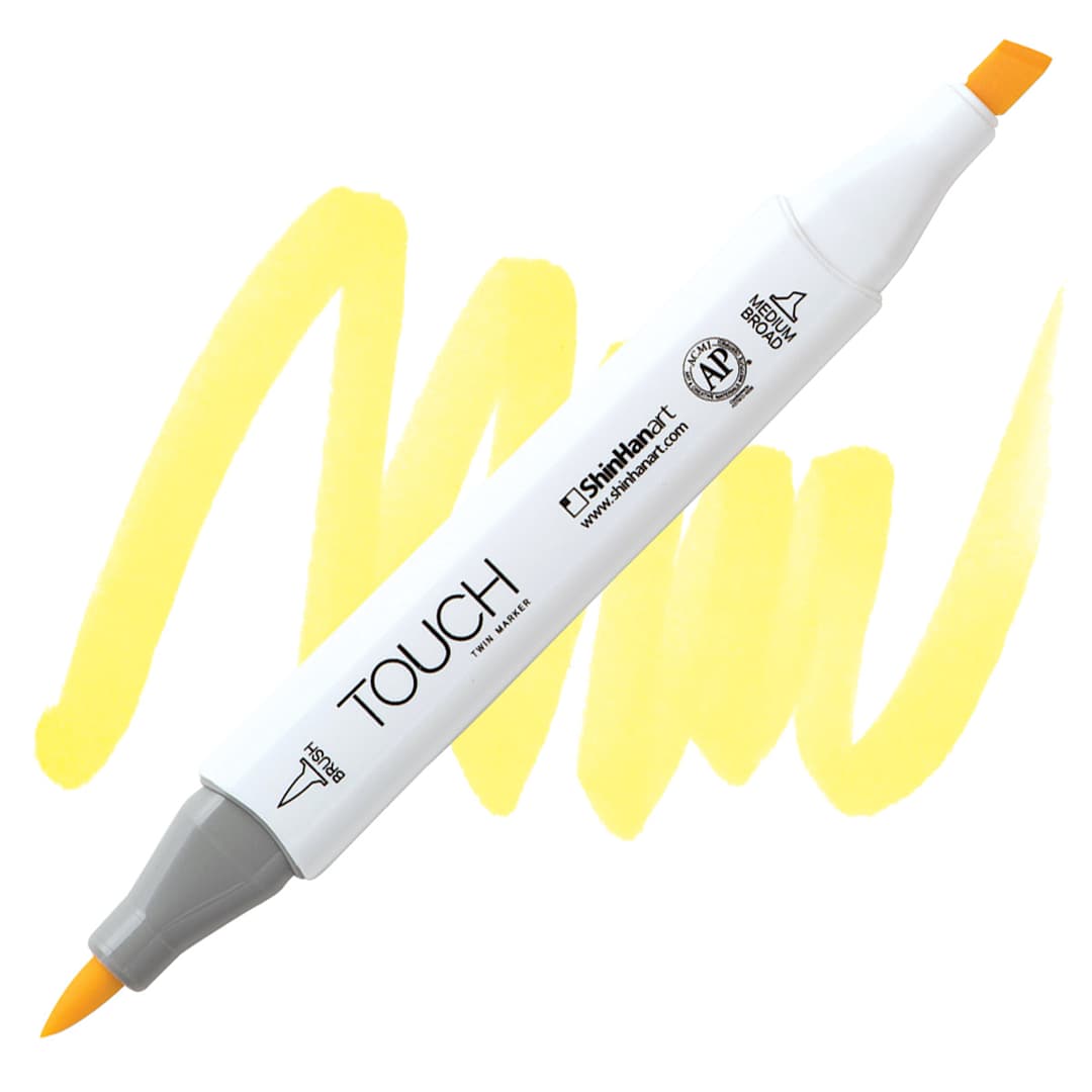 Open in modal - ShinHan Touch Twin Brush Marker - Pastel Yellow Y37 marker and swatch