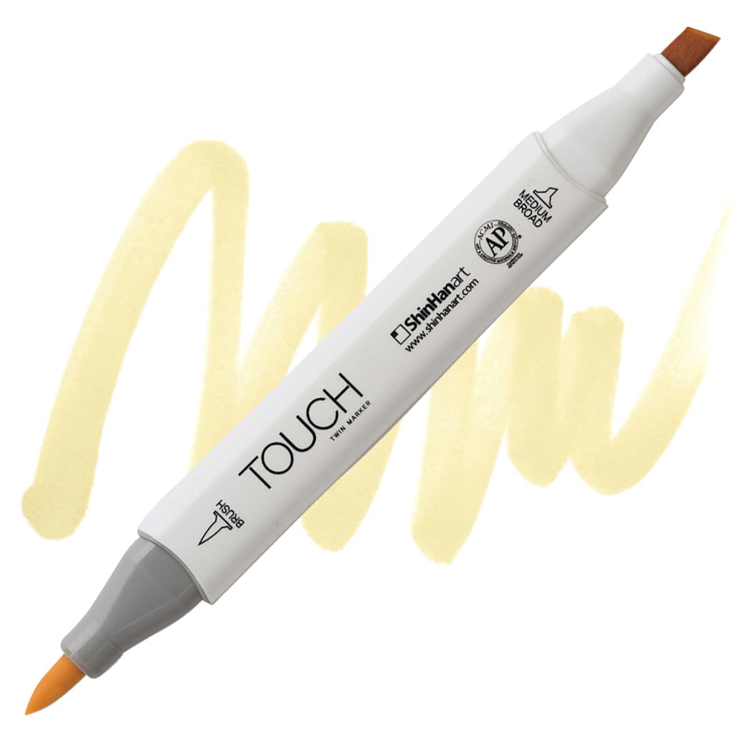 Open in modal - ShinHan Touch Twin Brush Marker - Pearl White BR109 marker and swatch