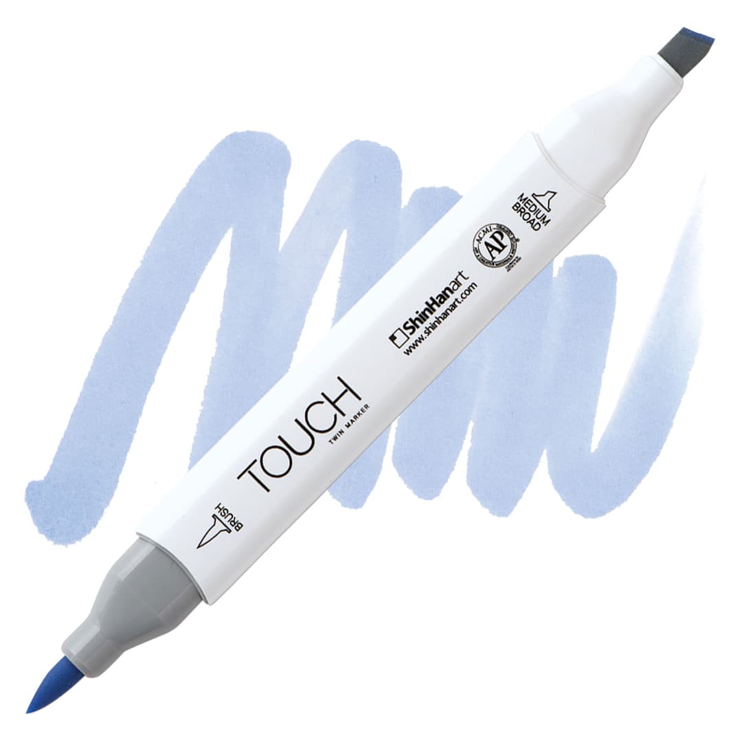 Open in modal - ShinHan Touch Twin Brush Marker - Phthalo Blue PB183 marker and swatch