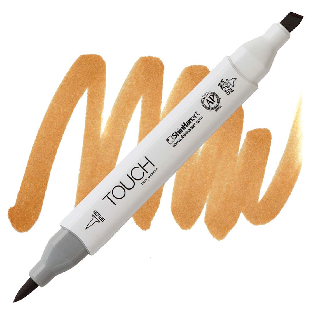Open in modal - ShinHan Touch Twin Brush Marker - Potato Brown BR103 marker and swatch