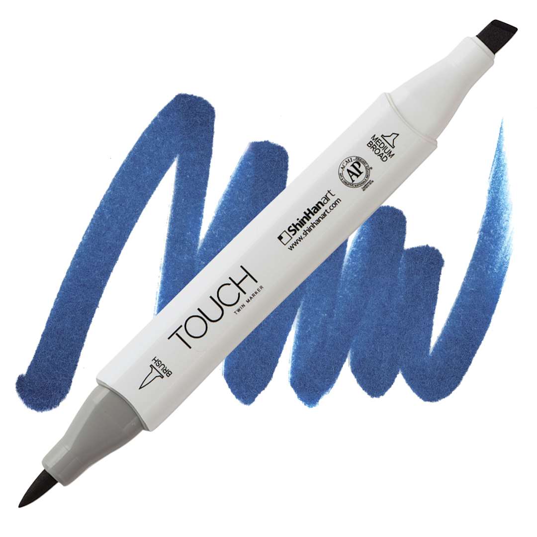 Open in modal - ShinHan Touch Twin Brush Marker - Prussian Blue PB69 marker and swatch