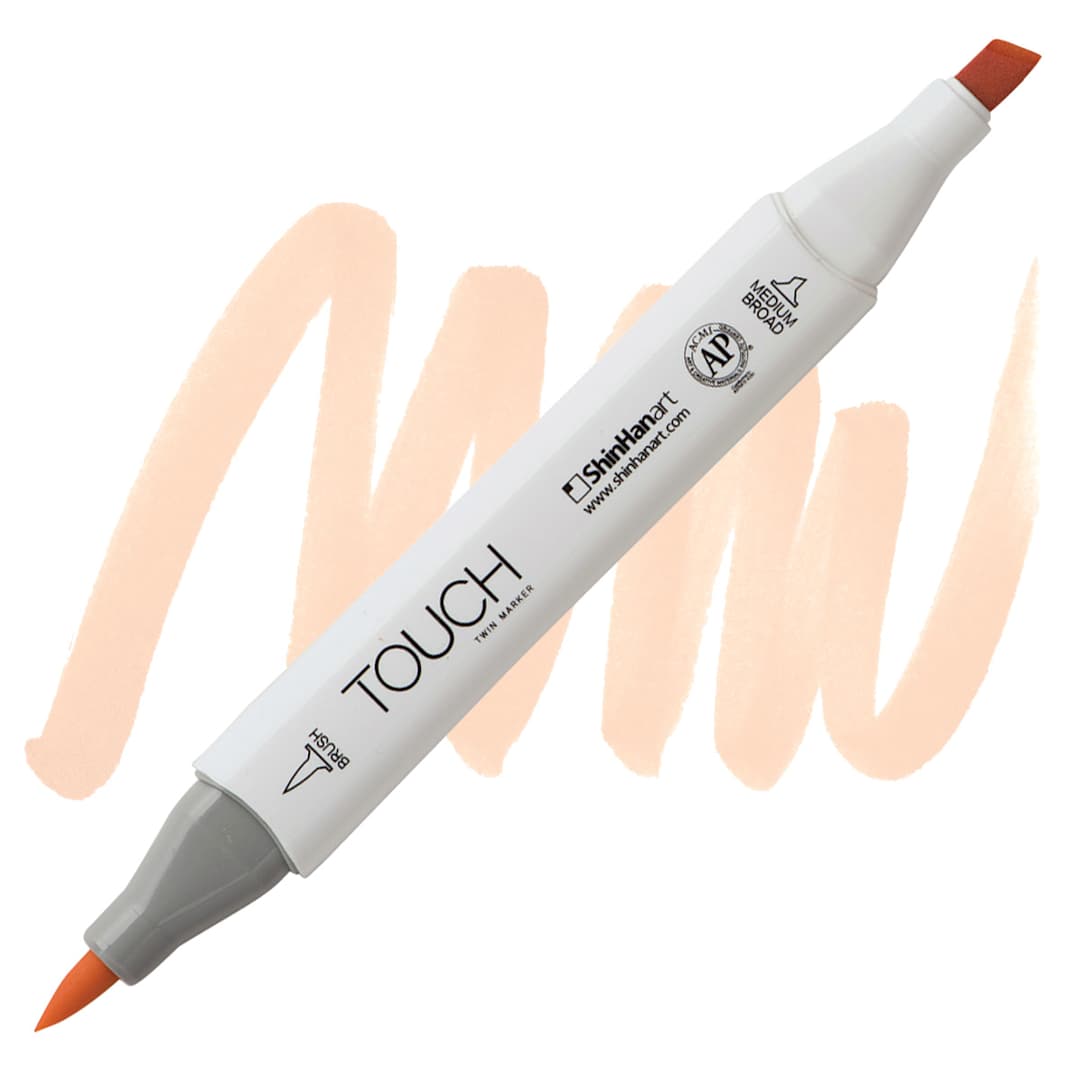 Open in modal - ShinHan Touch Twin Brush Marker - Salmon Pink YR25 marker and swatch
