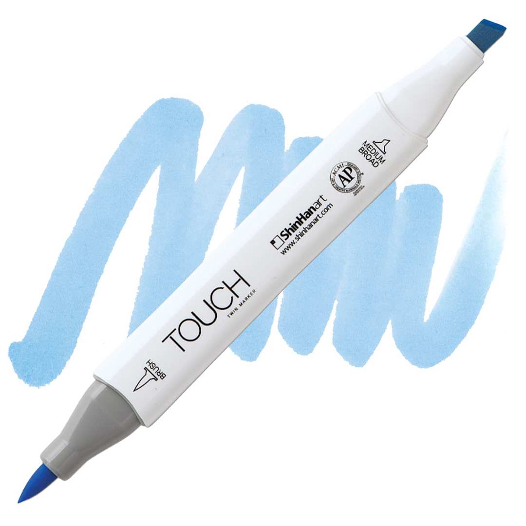 Open in modal - ShinHan Touch Twin Brush Marker - Sky Blue PB76 marker and swatch