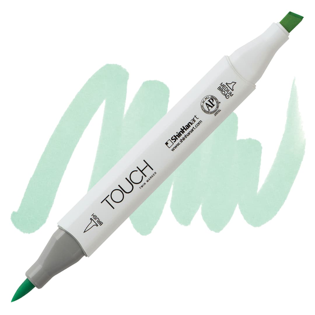 Open in modal - ShinHan Touch Twin Brush Marker - Spectrum Green GY172 marker and swatch