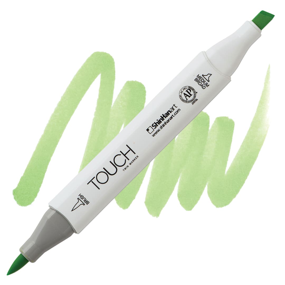 Open in modal - ShinHan Touch Twin Brush Marker - Spring Green GY236 marker and swatch
