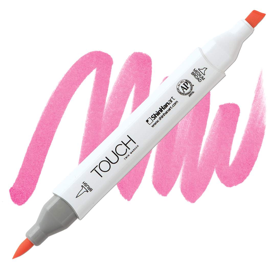 Open in modal - ShinHan Touch Twin Brush Marker - Tender Pink RP198 marker and swatch