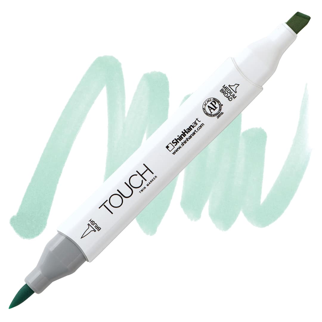 Open in modal - ShinHan Touch Twin Brush Marker - Turquoise Blue B68 marker and swatch