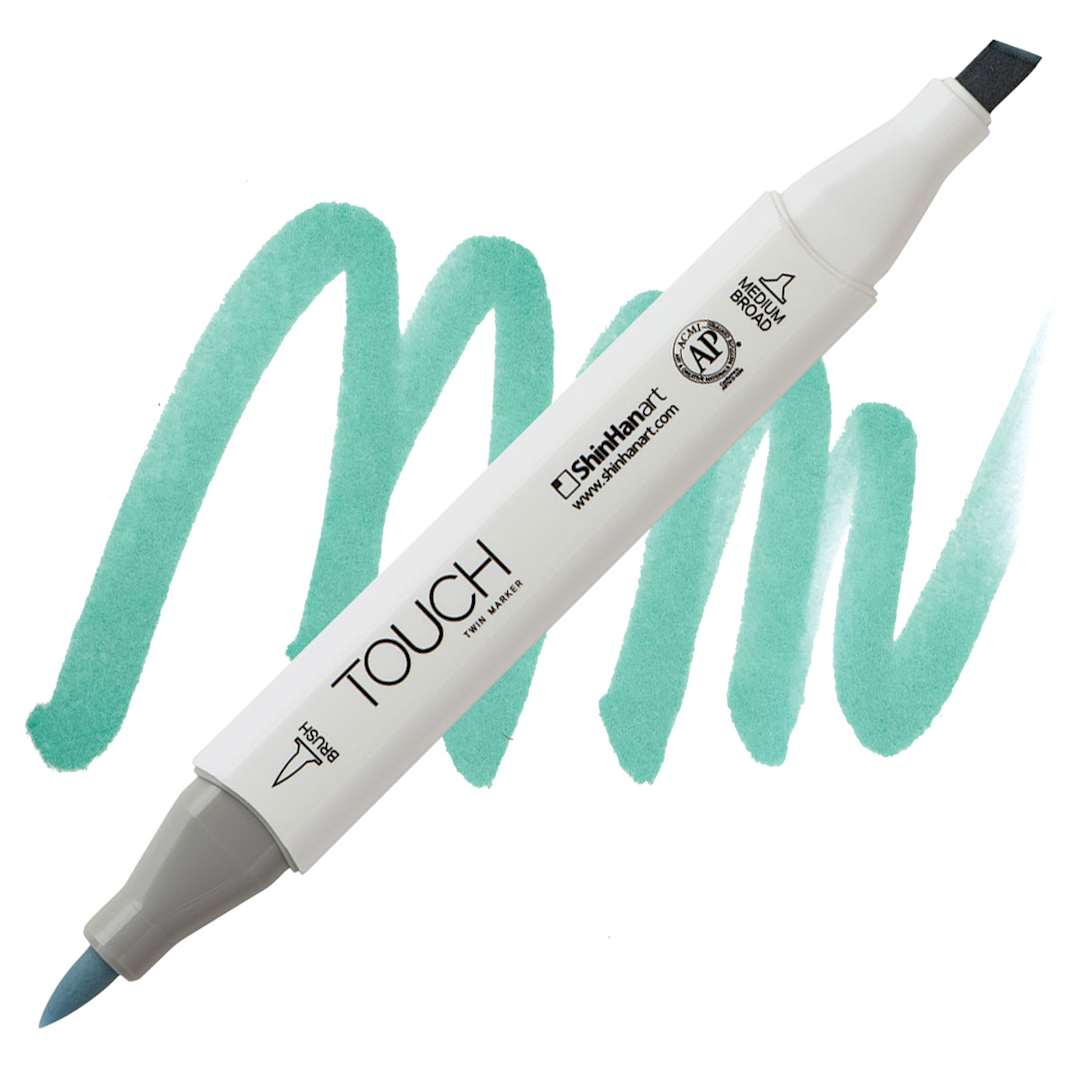 Open in modal - Shinhan Touch Twin Brush Marker - Verona Blue marker and swatch