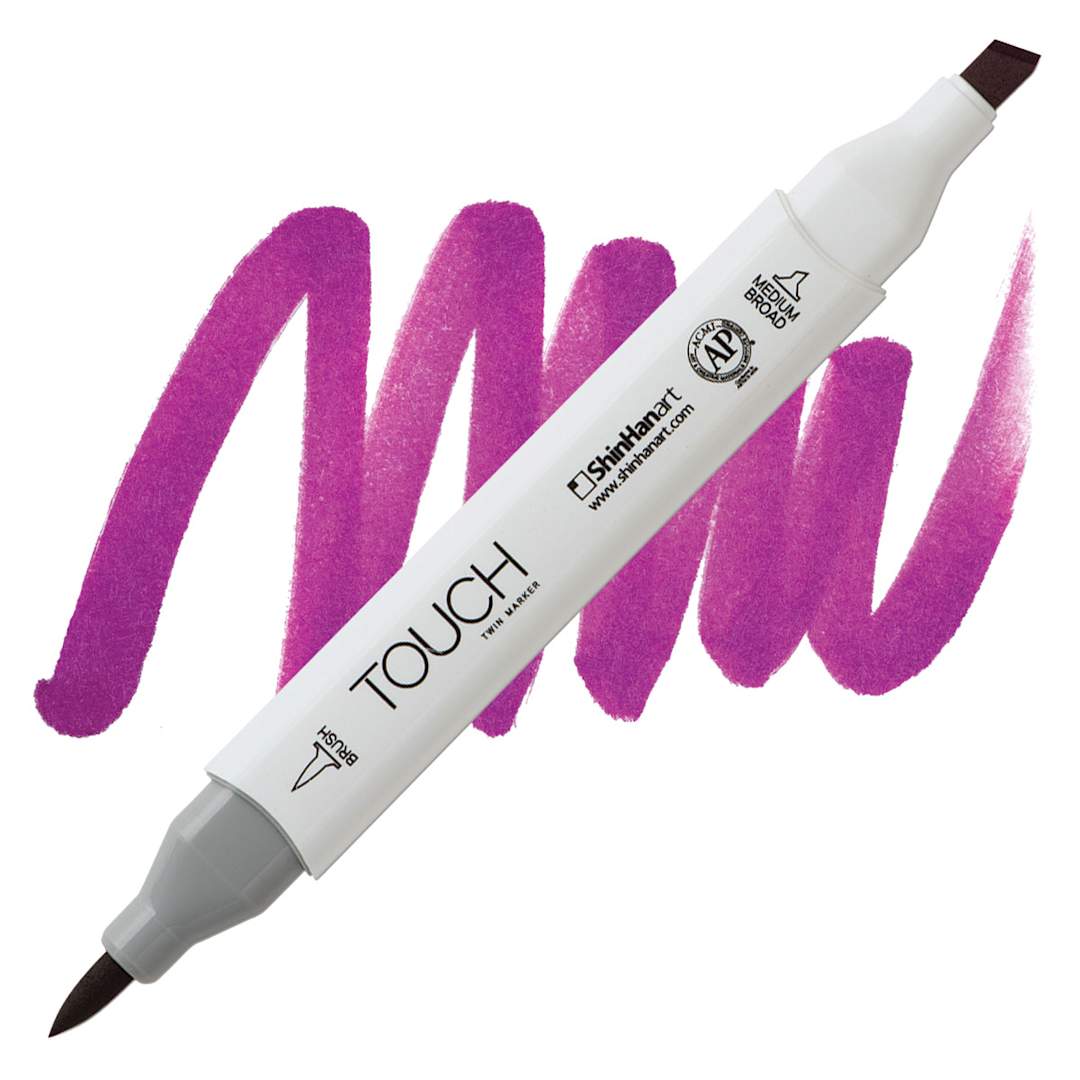 Open in modal - ShinHan Touch Twin Brush Marker - Vivid Purple marker and swatch