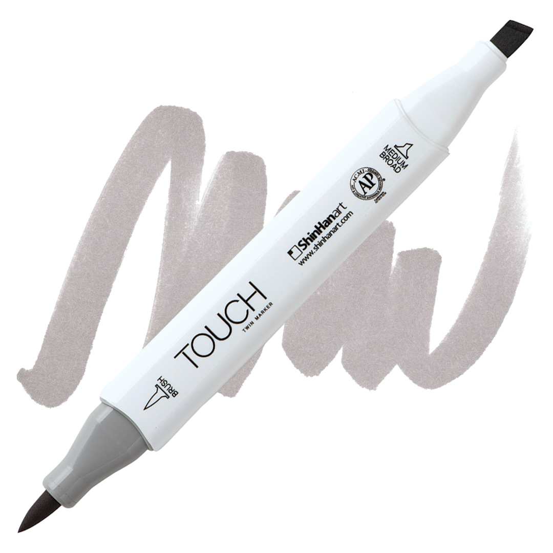 Open in modal - ShinHan Touch Twin Brush Marker - Warm Grey 3 WG3 marker and swatch