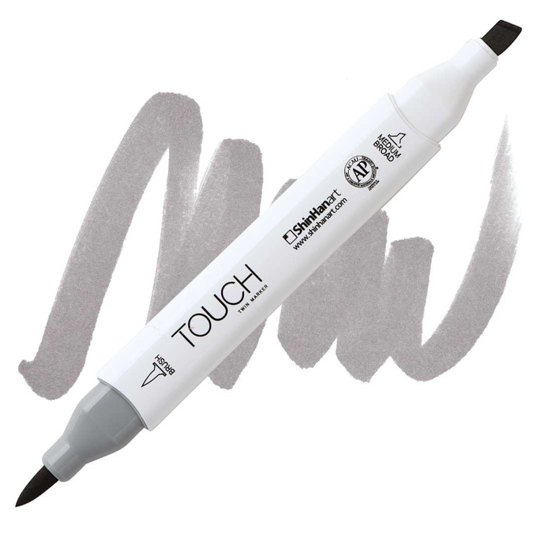 Open in modal - ShinHan Touch Twin Brush Marker - Warm Grey 4 WG4 marker and swatch