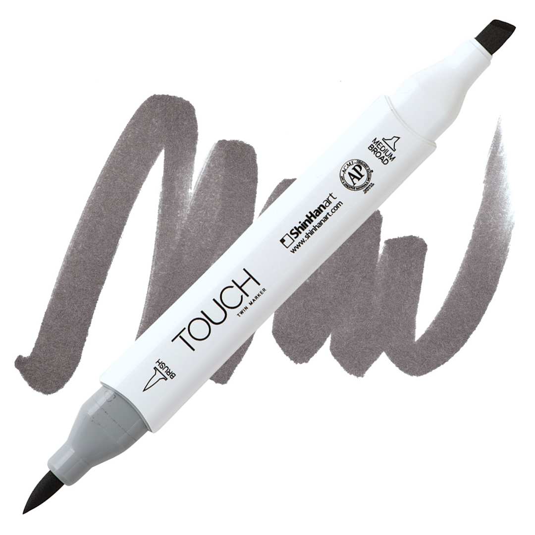 Open in modal - Shinhan Touch Twin Brush Marker - Warm Grey 7 marker and swatch