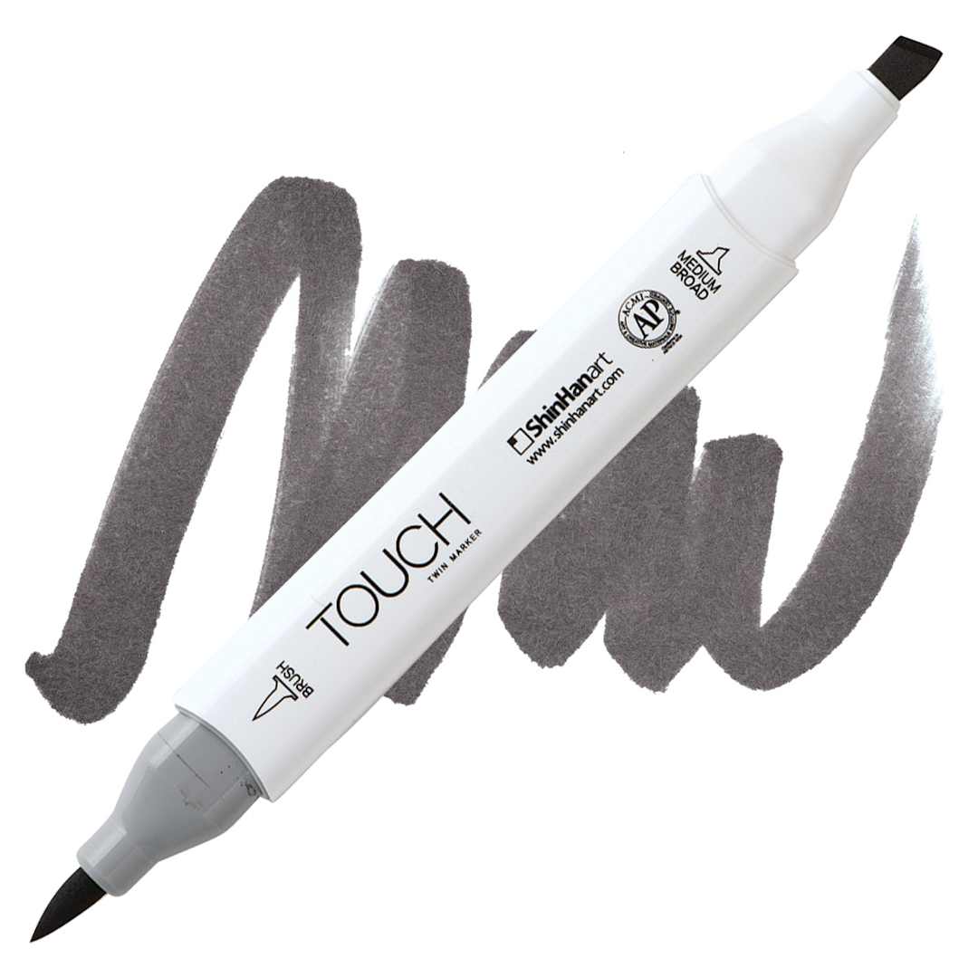 Open in modal - ShinHan Touch Twin Brush Marker - Warm Grey 8 WG8 marker and swatch