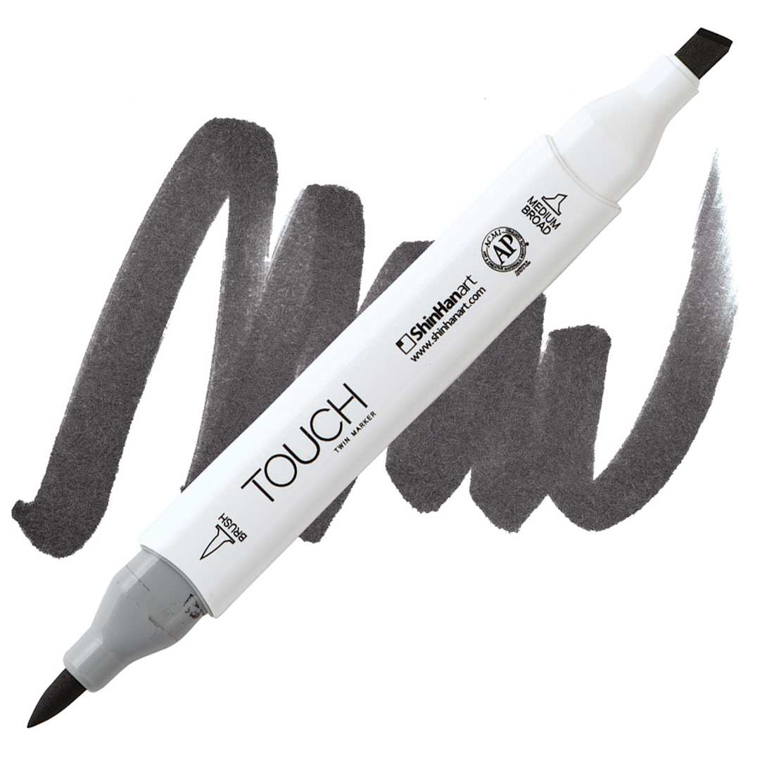 Open in modal - Shinhan Touch Twin Brush Marker - Warm Grey 9 marker and swatch