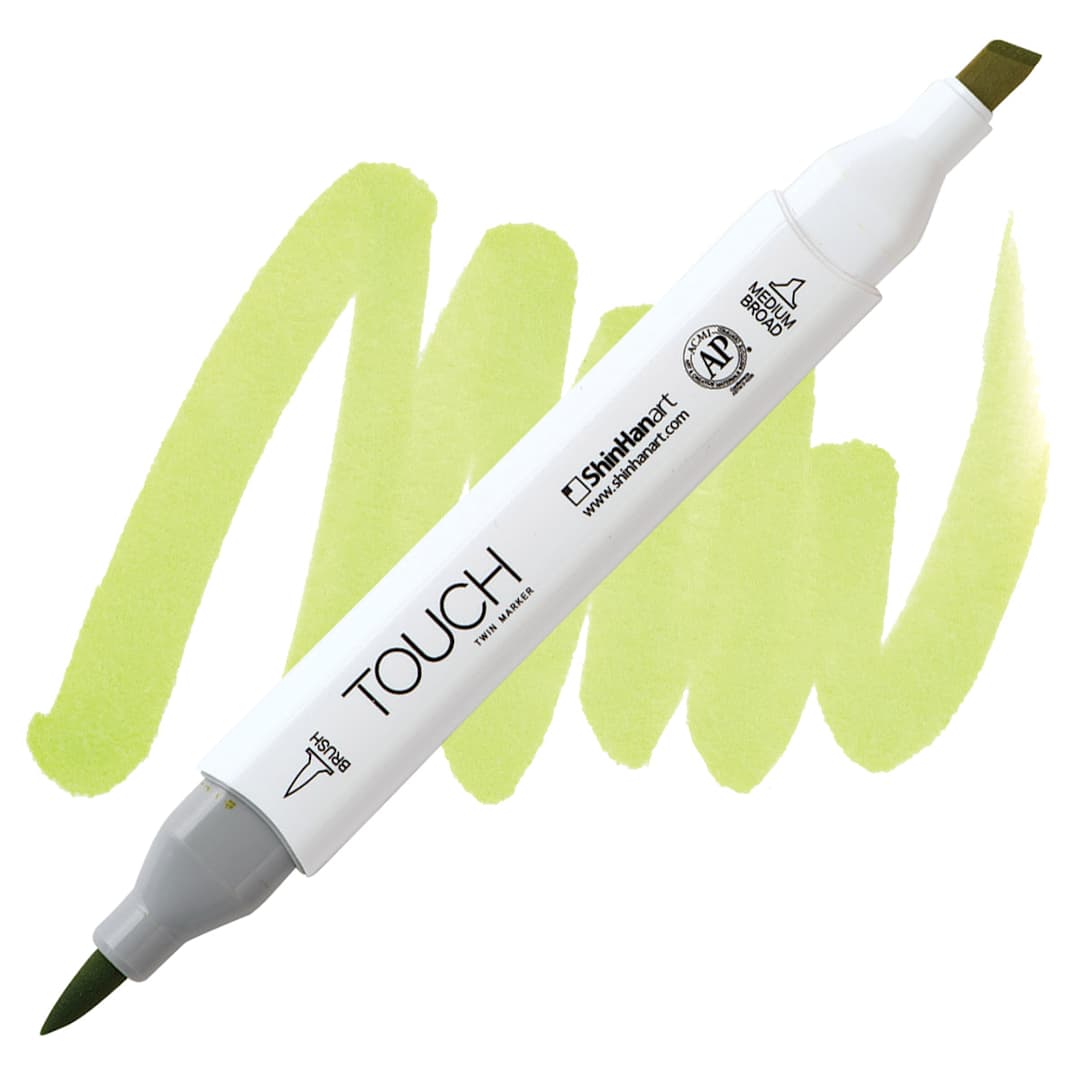 Open in modal - ShinHan Touch Twin Brush Marker - Yellow Green GY48 marker and swatch