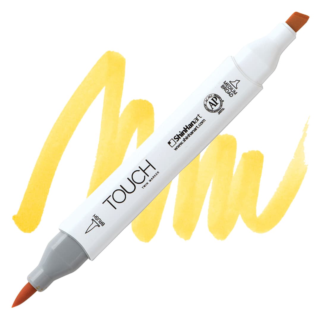 Open in modal - ShinHan Touch Twin Brush Marker - Yellow Y34 marker and swatch