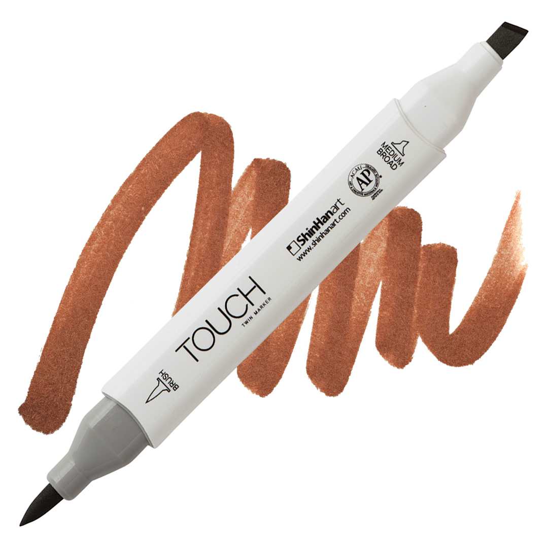Open in modal - ShinHan Touch Twin Brush Marker - Natural Oak BR91 marker and swatch