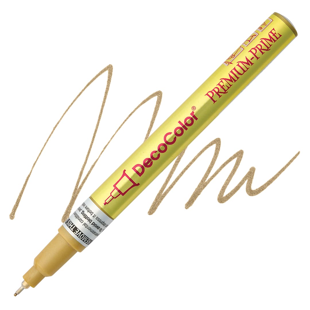 Open in modal - DecoColor Premium Paint Marker - Gold, Bullet Tip, 1 mm marker and swatch