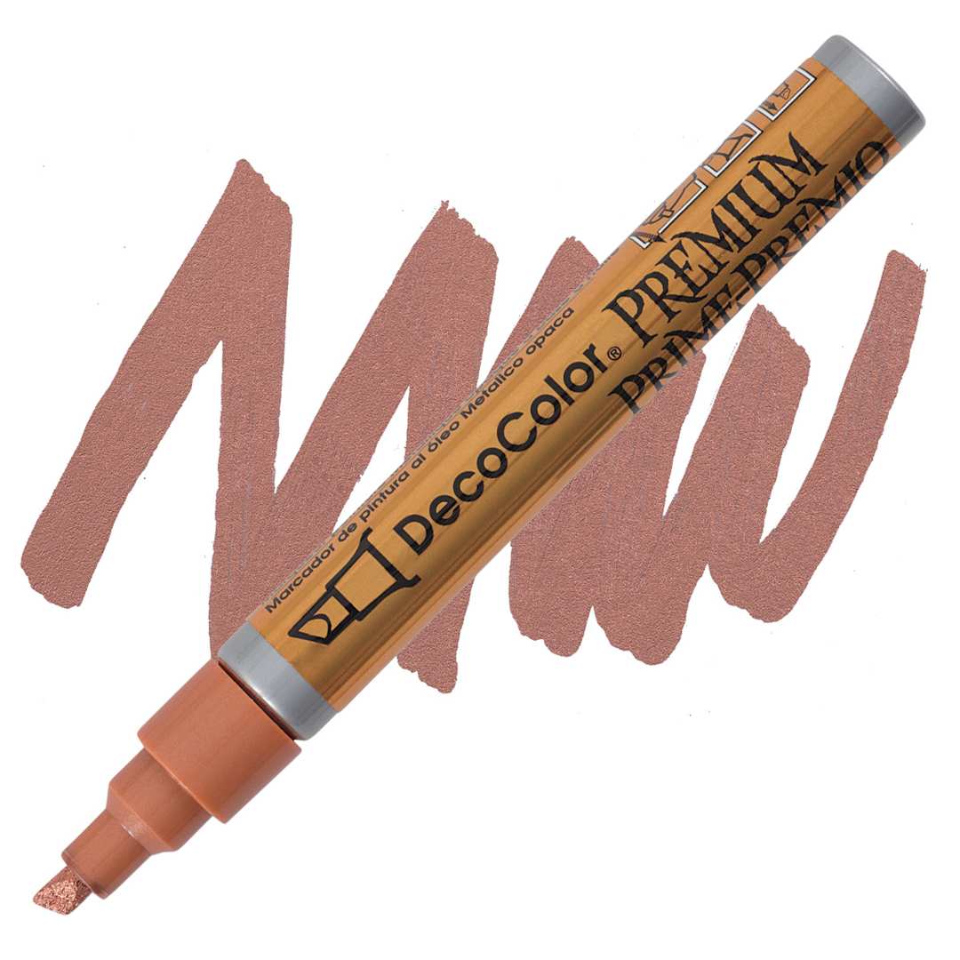 Open in modal - DecoColor Premium Paint Marker - Copper, Chisel Tip, 5 mm marker and swatch