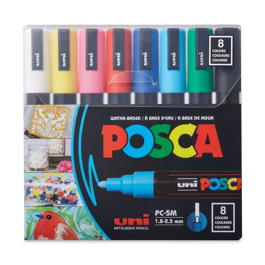 Open in modal - Posca Paint Markers - Set of 8 Assorted Colors, Medium Tip, 2.5 mm - front of packaging
