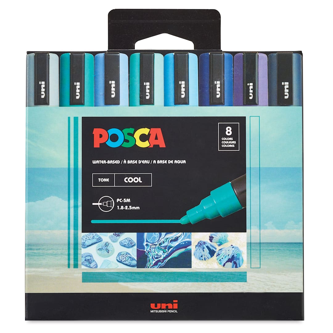 Open in modal - Posca Paint Markers - Cool Tone Colors, Set of 8 - front of packaging
