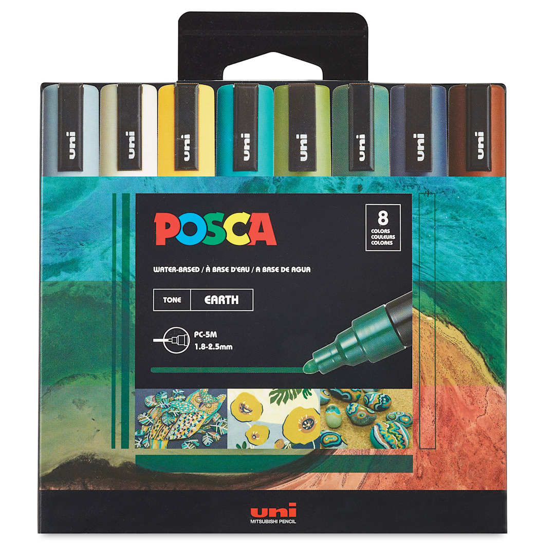 Open in modal - Posca Paint Markers - Earth Tone Colors, Set of 8 - front of packaging
