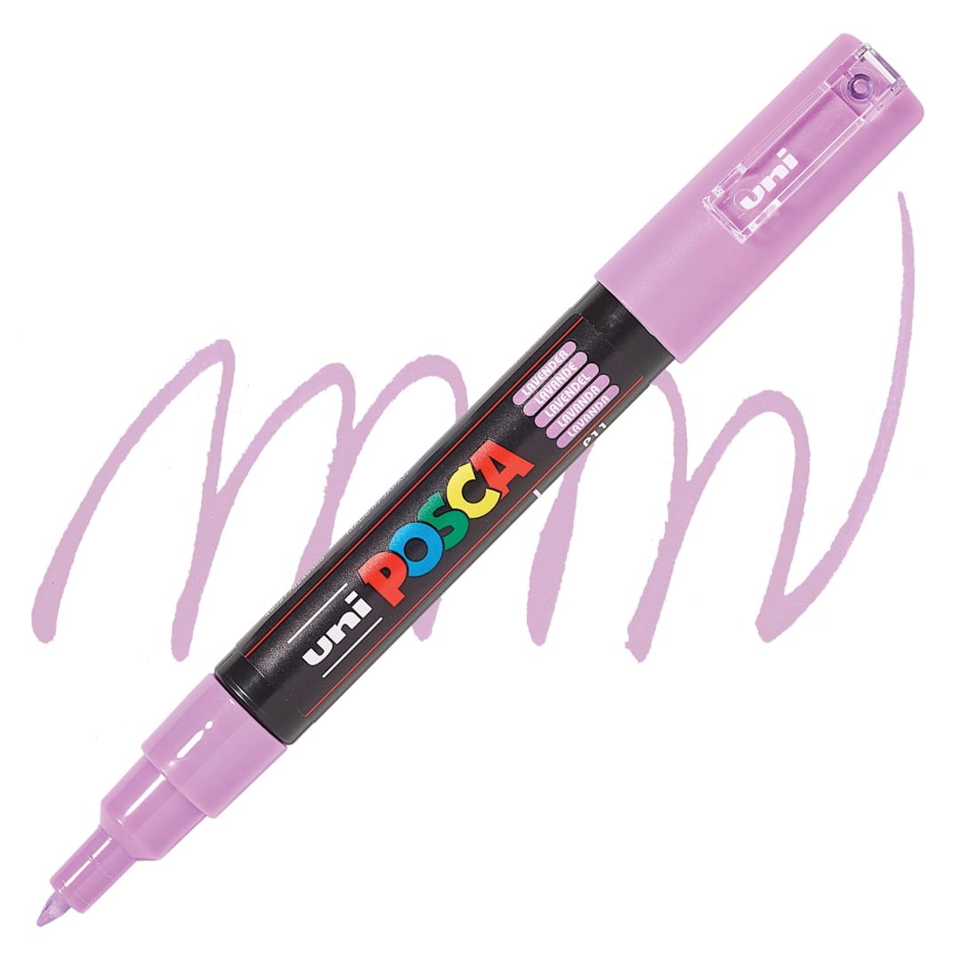 Open in modal - Posca Paint Marker - Lavender, X-Fine, Bullet Tip, 0.7 mm - swatch and marker