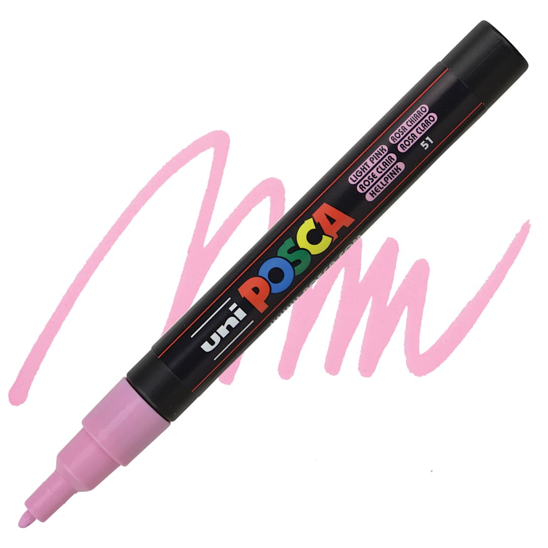 Open in modal - Posca Paint Marker - Light Pink, Fine, Bullet Tip, 0.9 mm - 1.3 mm - marker and swatch