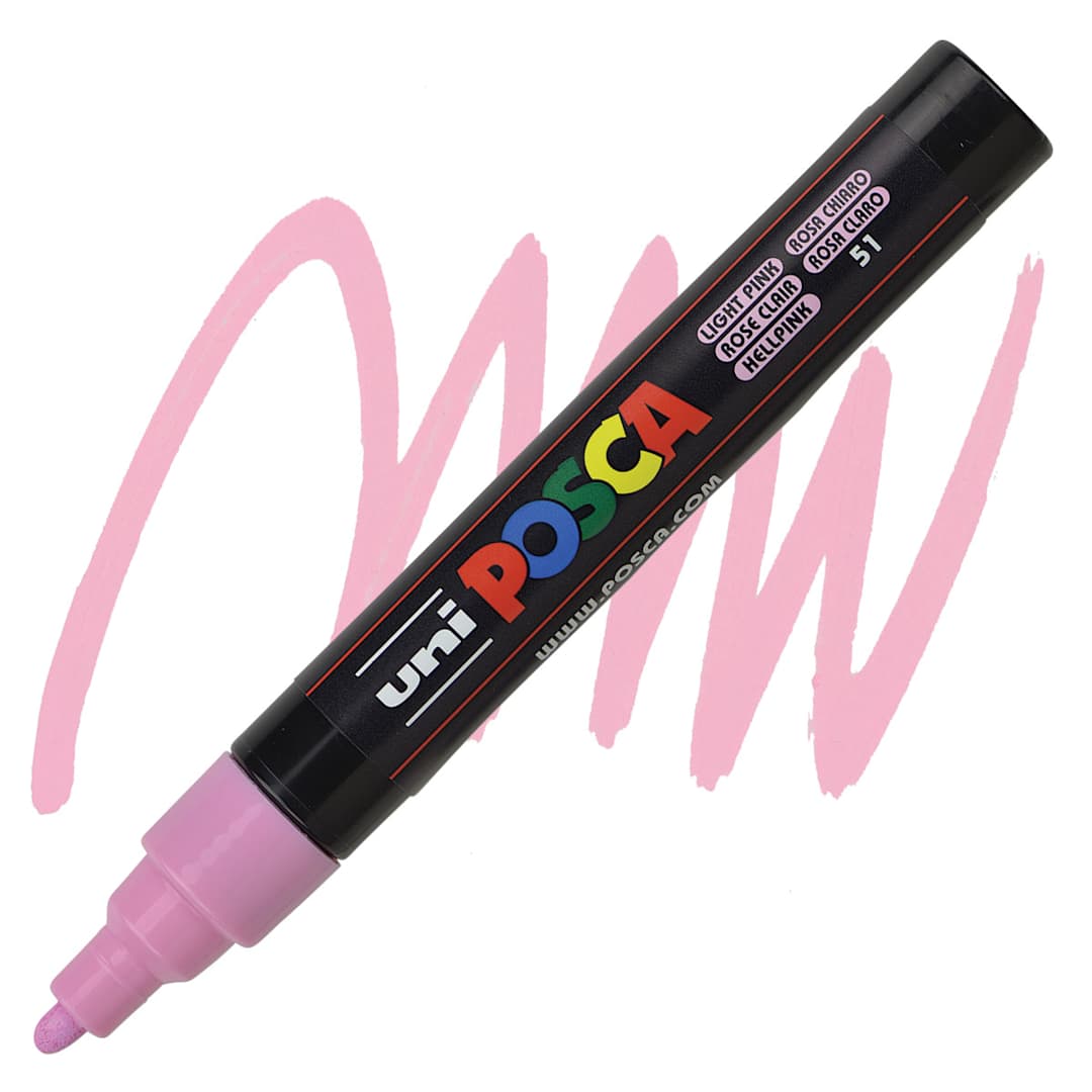 Open in modal - Posca Paint Marker - Light Pink, Bullet Tip, 2.5 mm - marker and swatch