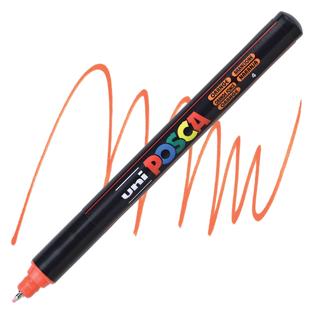 Open in modal - Posca Paint Marker - Orange, X-Fine Tip, 0.7 mm - marker and swatch