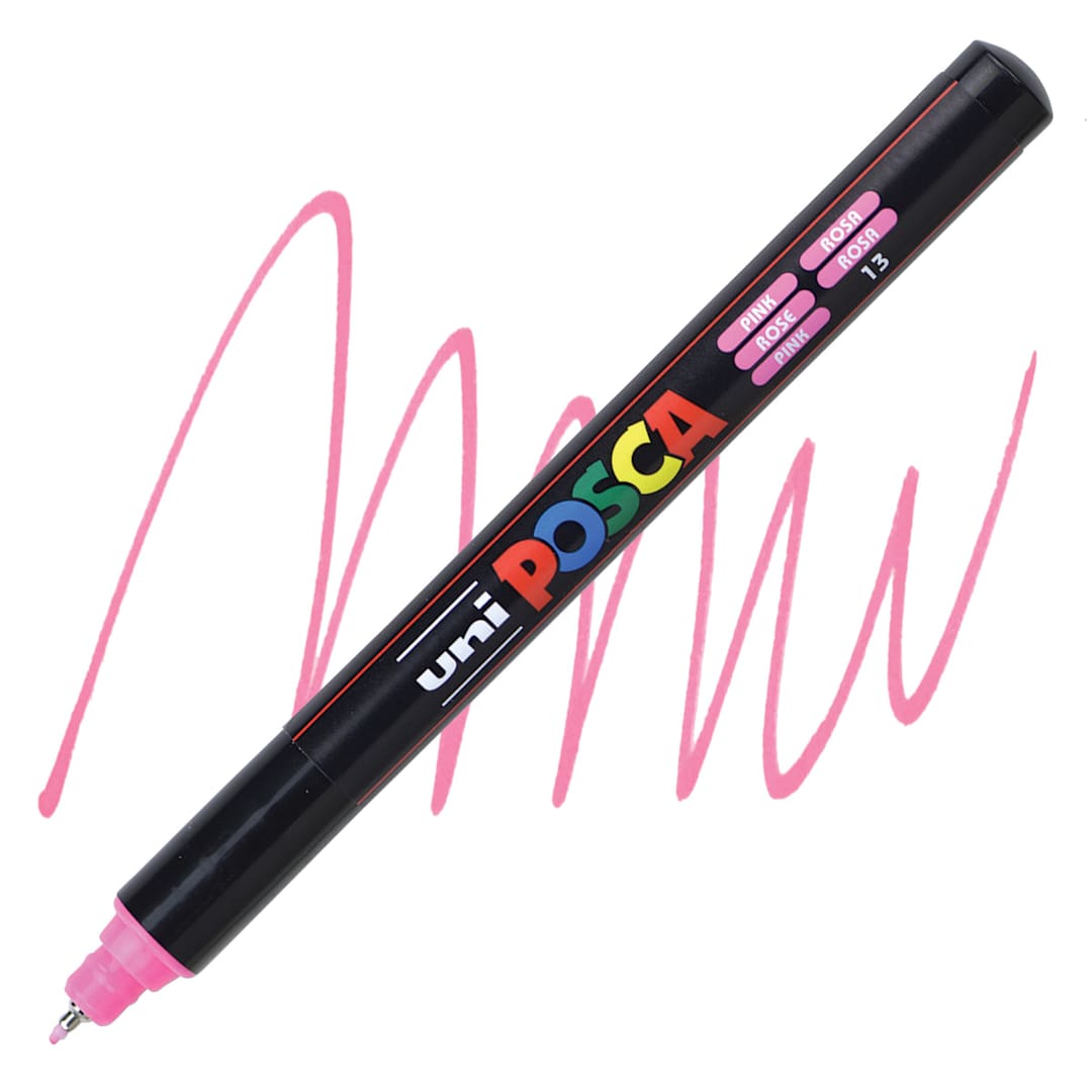 Open in modal - Posca Paint Marker - Pink, X-Fine Tip, 0.7 mm - marker and swatch