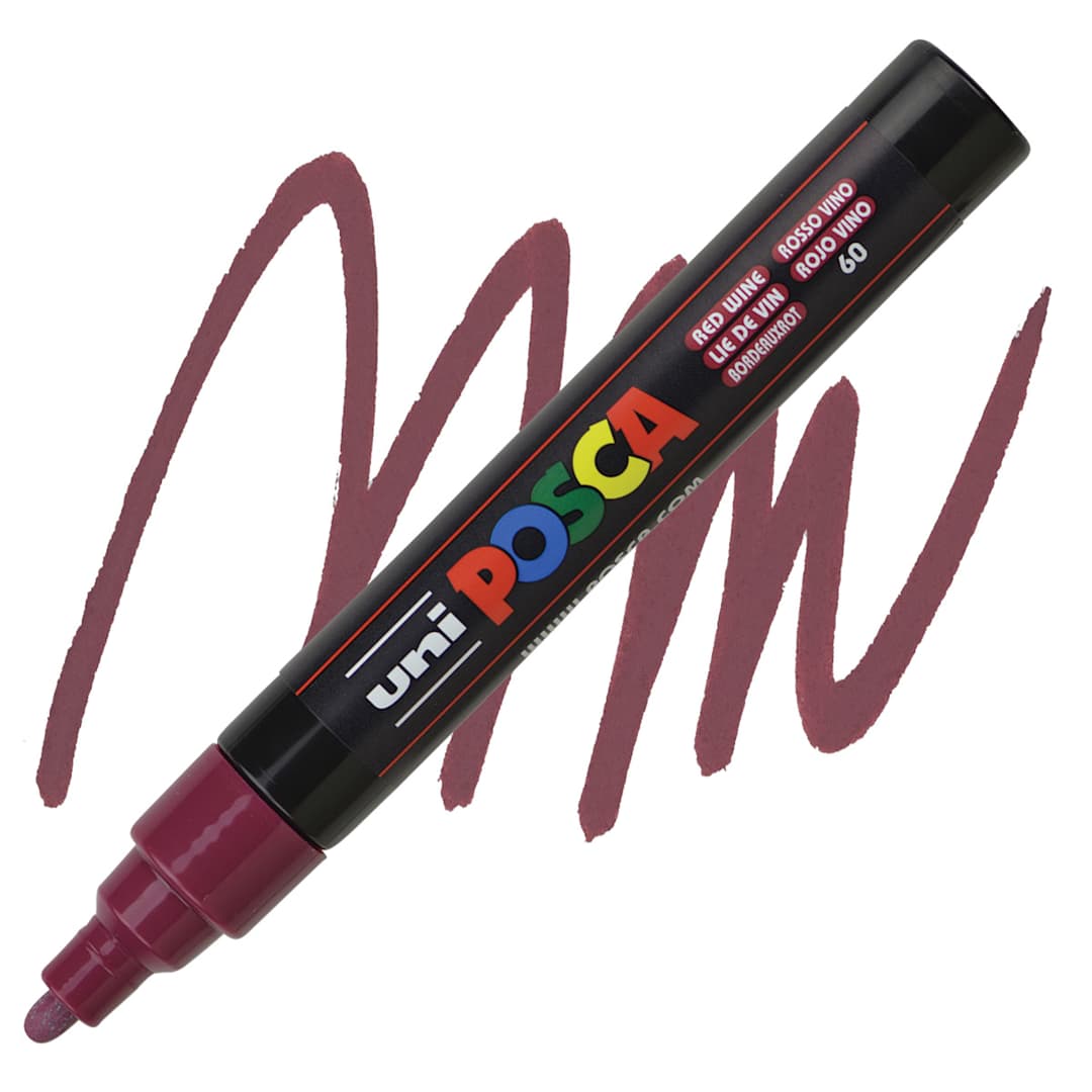 Open in modal - Posca Paint Marker - Red Wine Bullet Tip 2.5 mm - marker and swatch