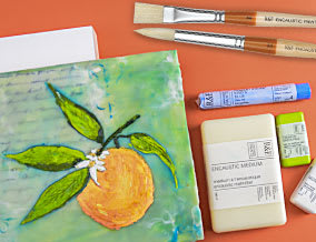 Open in modal - Orange Blossom Encaustic Painting - LP