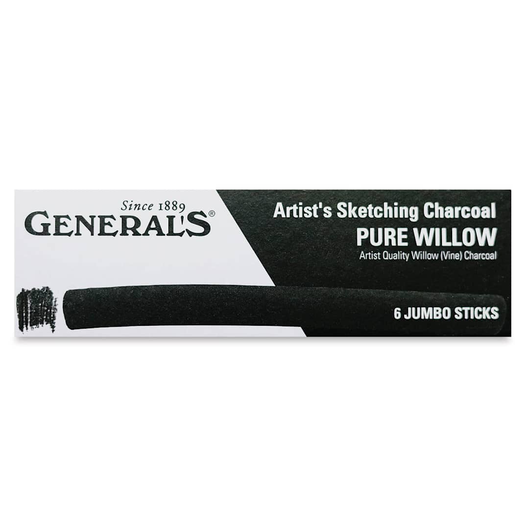 Open in modal - General's Jumbo Willow Charcoal - Pkg of 6 (front of package)