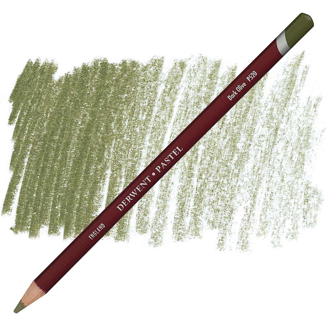 Open in modal - Derwent Pastel Pencil - Dark Olive pencil and swatch